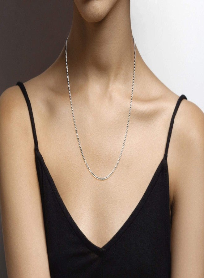 Miabella Italian 925 Sterling Silver, 18K Gold Plated 925 Sterling Silver 2.3mm Curb Cuban Link Chain Necklace Made in Italy (sterling silver, Length 22 Inches) - Image 3
